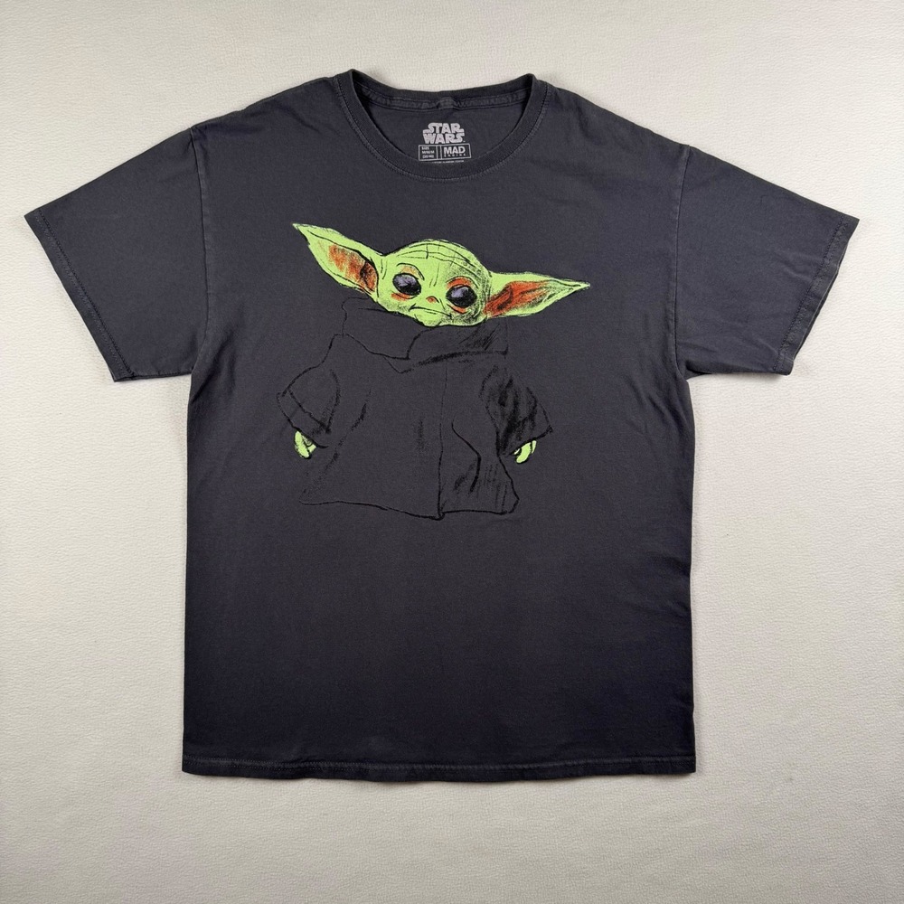 Star Wars Mad Engine Kids Grogu Baby Yoda Graphic T-Shirt Charcoal Black Medium